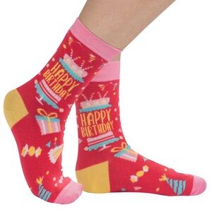 🎂🎉NWT Happy Birthday (Pink) Girls Cotton Socks from Lavley OS